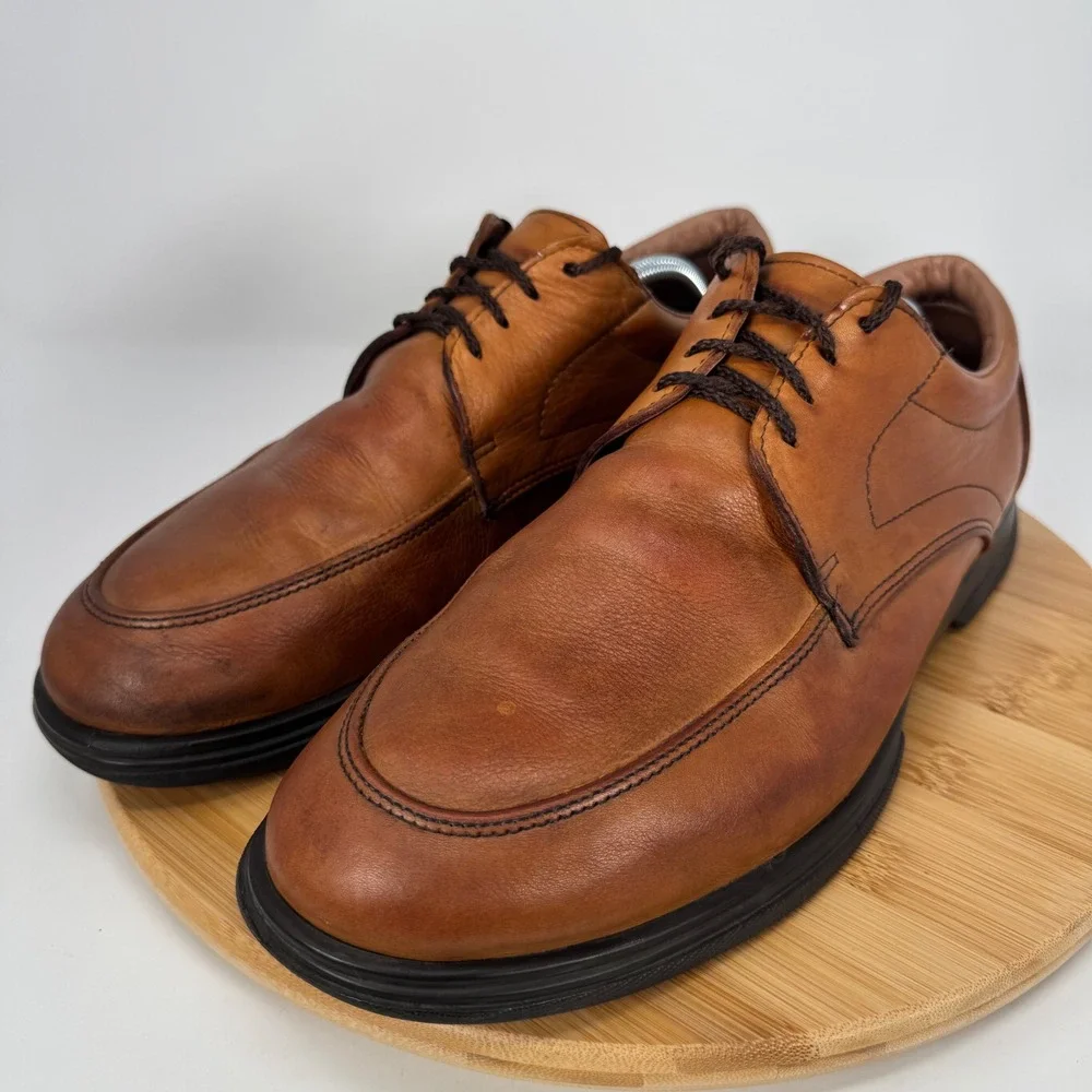 Allen Edmonds Passenger Tan Leather‎ Moc Toe Derby Shoes Mens 12 D 3962